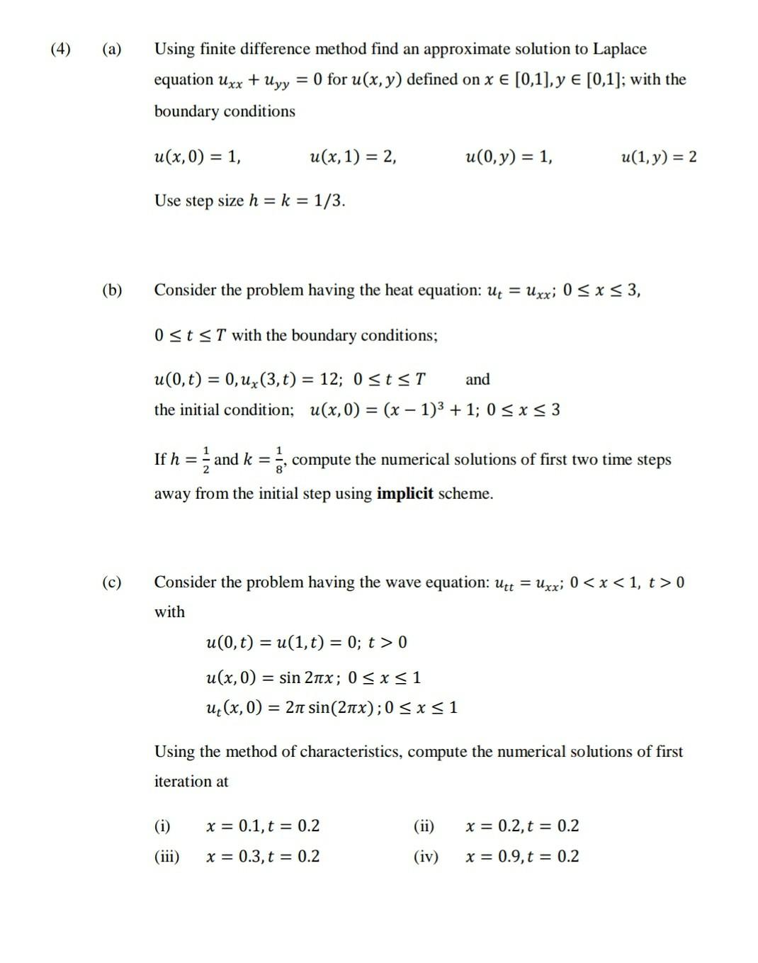 Solved ( (4) (a) ( Using finite difference method find an | Chegg.com