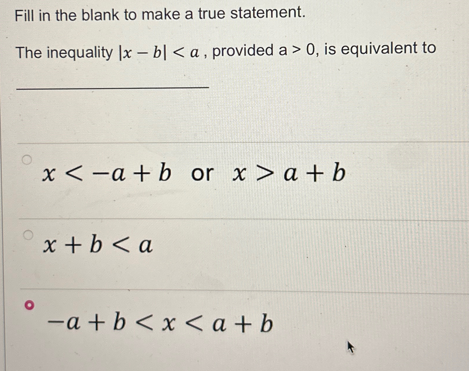 Solved Fill in the blank to make a true statement.The | Chegg.com