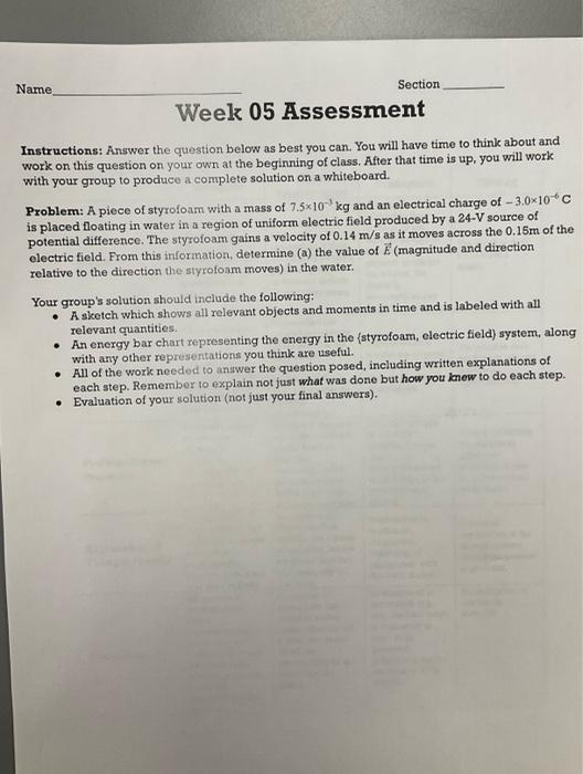 Solved Name Section Week 05 Assessment Instructions: Answer | Chegg.com