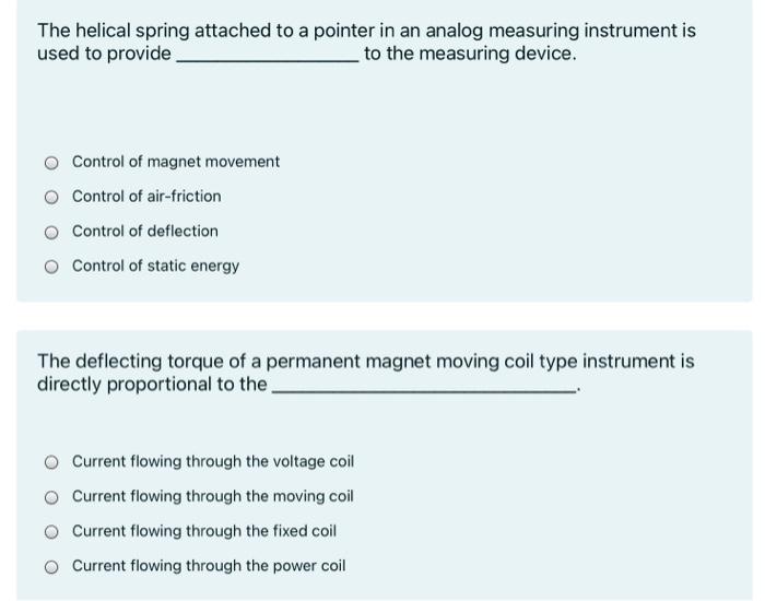 Solved The helical spring attached to a pointer in an analog | Chegg.com