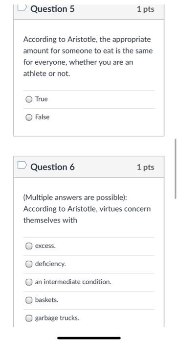Solved Question 1 1 pts According to Aristotle, Il is self- | Chegg.com