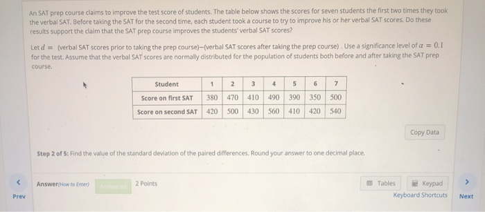 Solved An Sat Prep Course Claims To Improve The Test Score