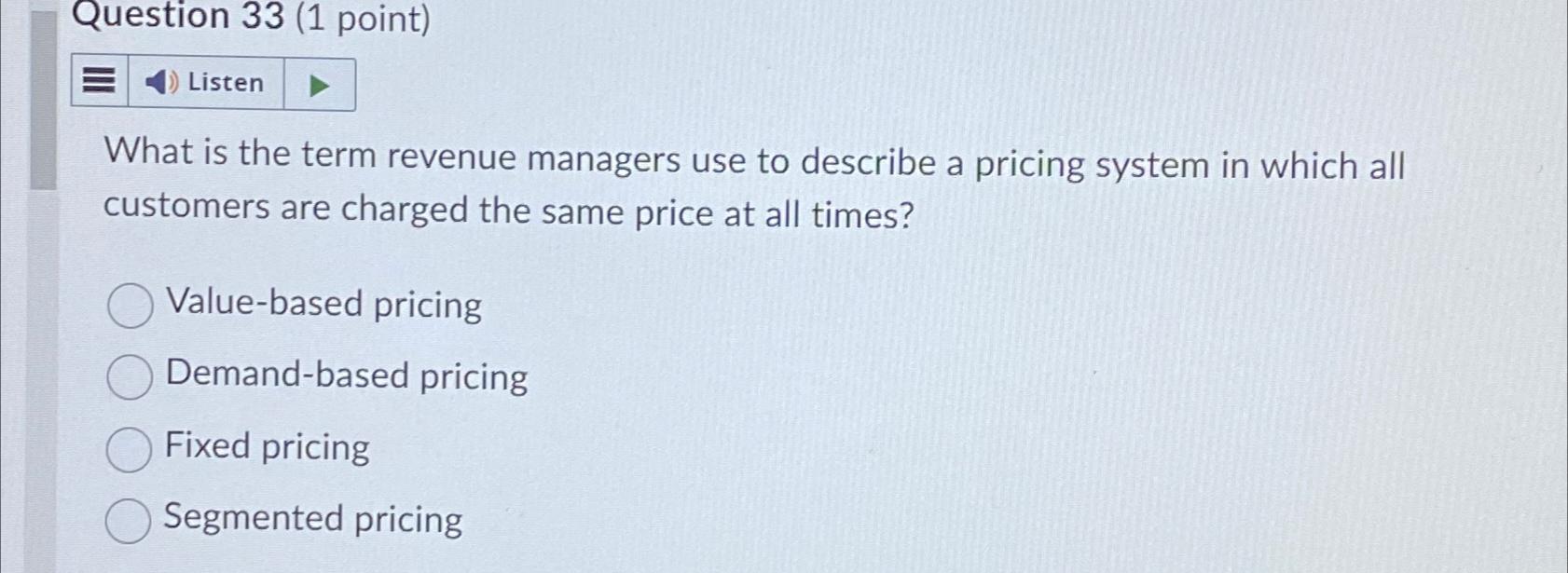 Solved Question 33 (1 ﻿point)ListenWhat is the term revenue | Chegg.com
