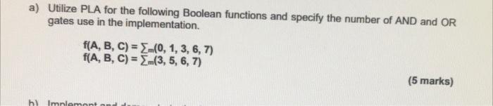 Solved a) Utilize PLA for the following Boolean functions | Chegg.com