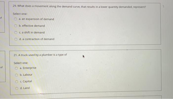 Solved 29. What does a movement along the demand curve, that | Chegg.com