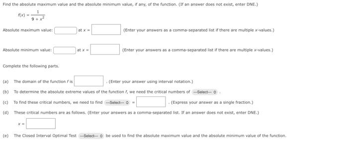 Solved Find the absolute maximum value and the absolute | Chegg.com