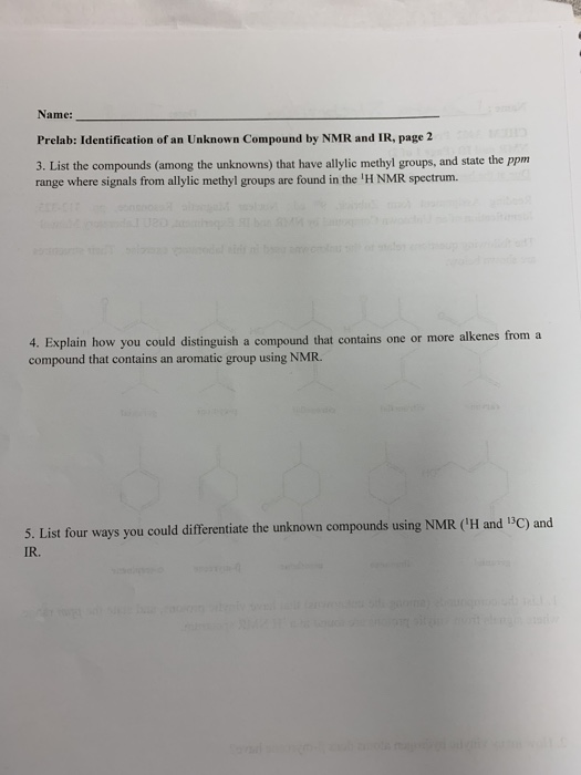 Solved Name: Prelab: Identification of an Unknown Compound | Chegg.com