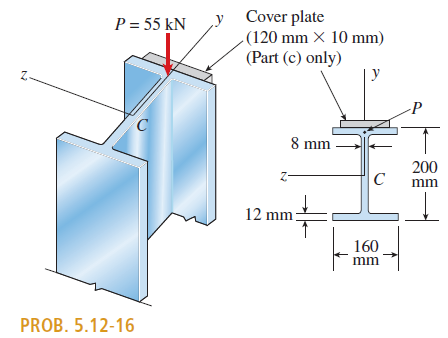 Solved: A short column of wide-flange shape is subjected to a comp ...