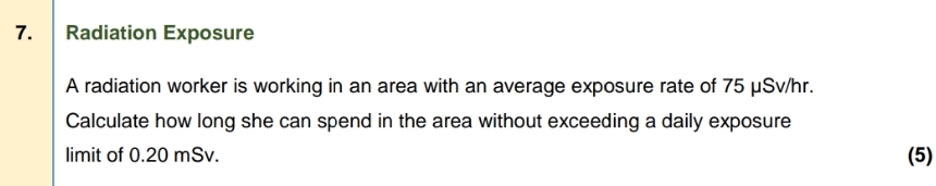 Solved Radiation ExposureA radiation worker is working in an | Chegg.com
