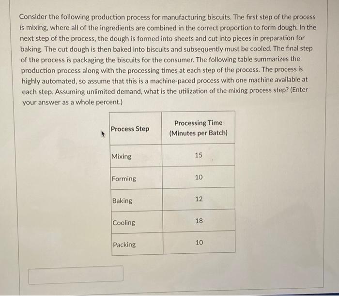 Solved Consider the following production process for | Chegg.com