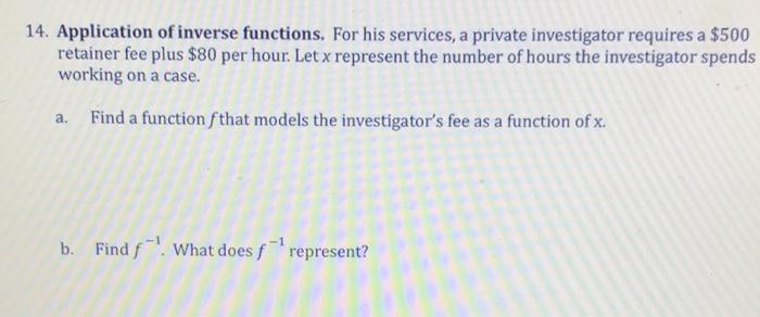 Solved 14. Application of inverse functions. For his | Chegg.com