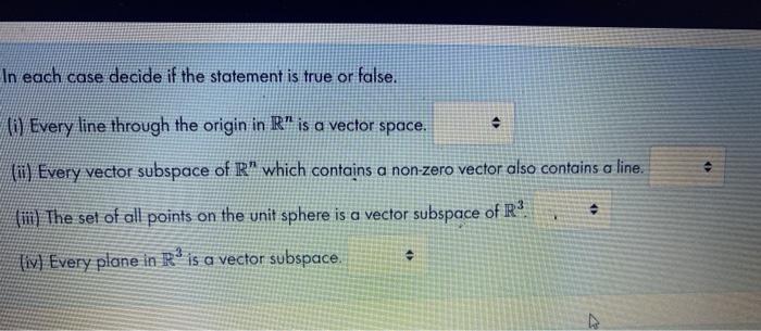 Solved In each case decide if the statement is true or | Chegg.com