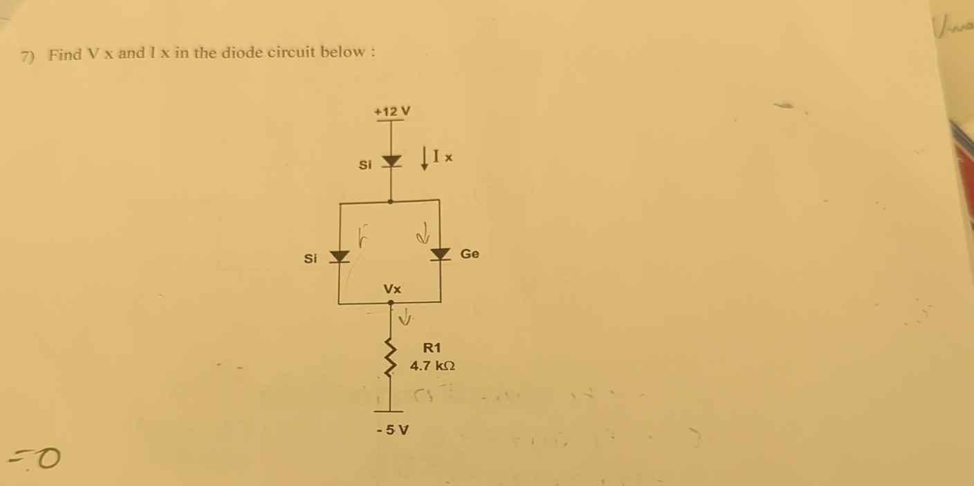 Solved Find Vx ﻿and I in the diode circuit below : | Chegg.com