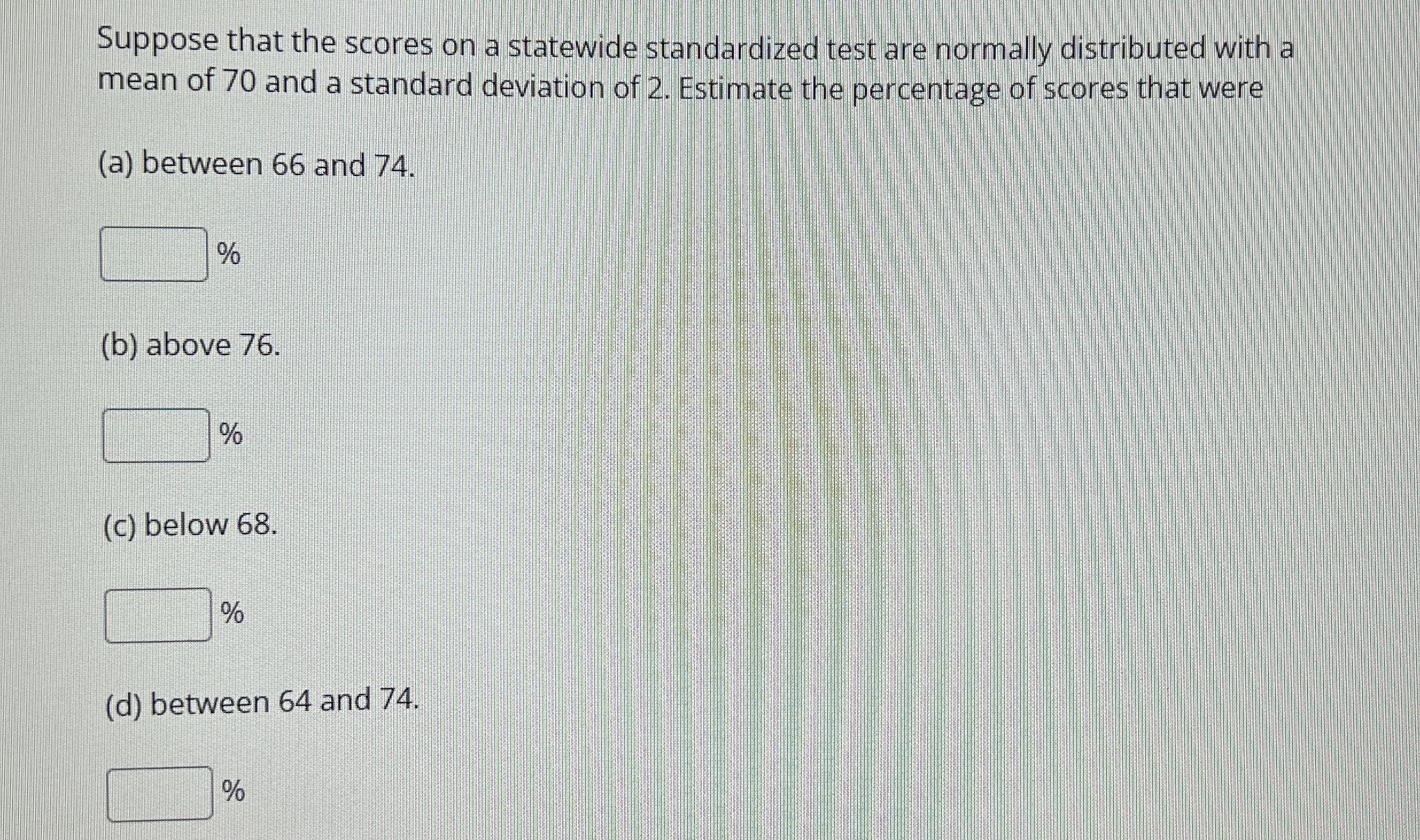 Solved Suppose that the scores on a statewide standardized | Chegg.com