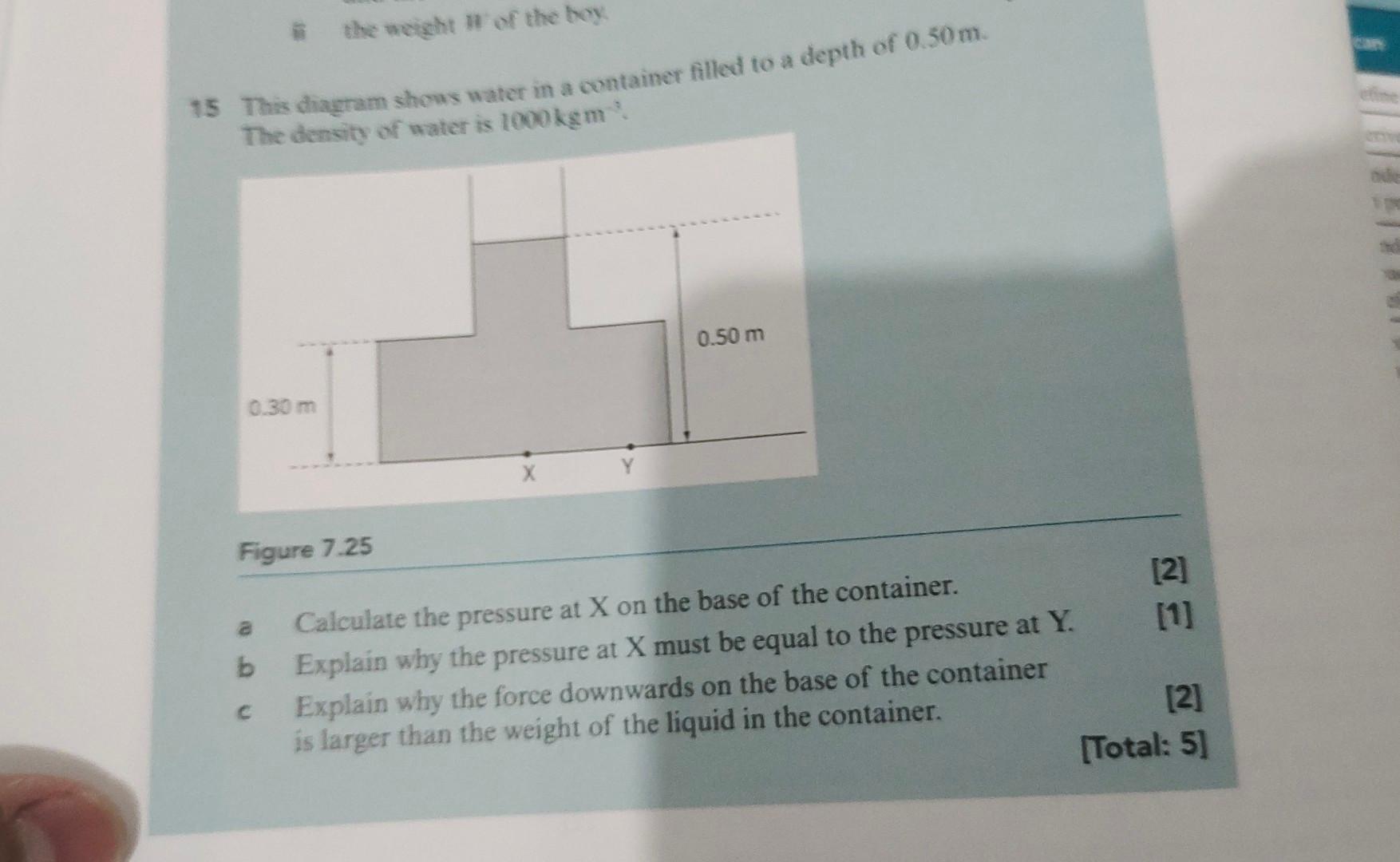 The Diagram Below Represents A Container Of Water Solved 5.