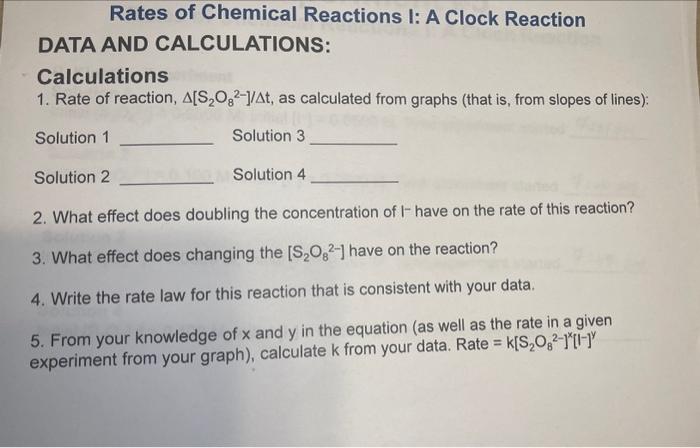 B. Kinetics Experiment Solution 1 Initial | Chegg.com