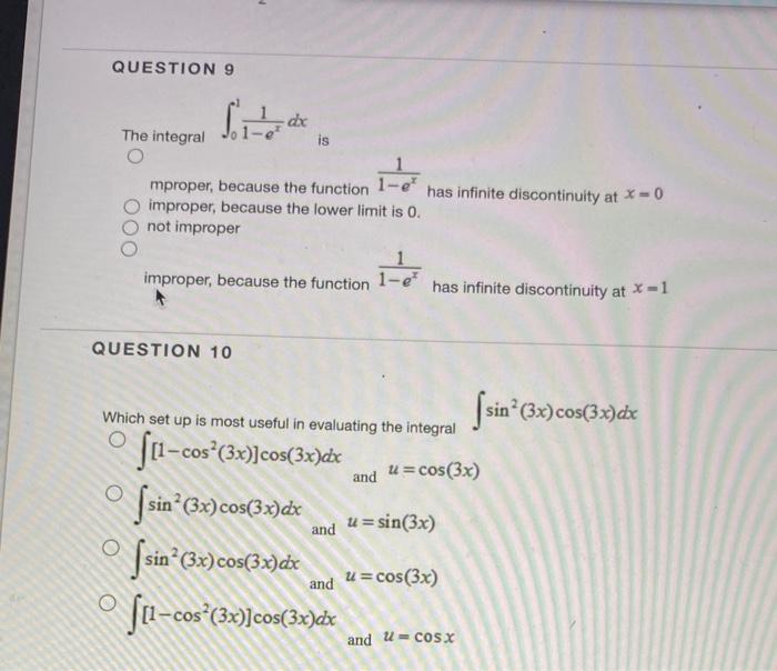 Solved 9. the integral is..10. Which set up is most useful | Chegg.com
