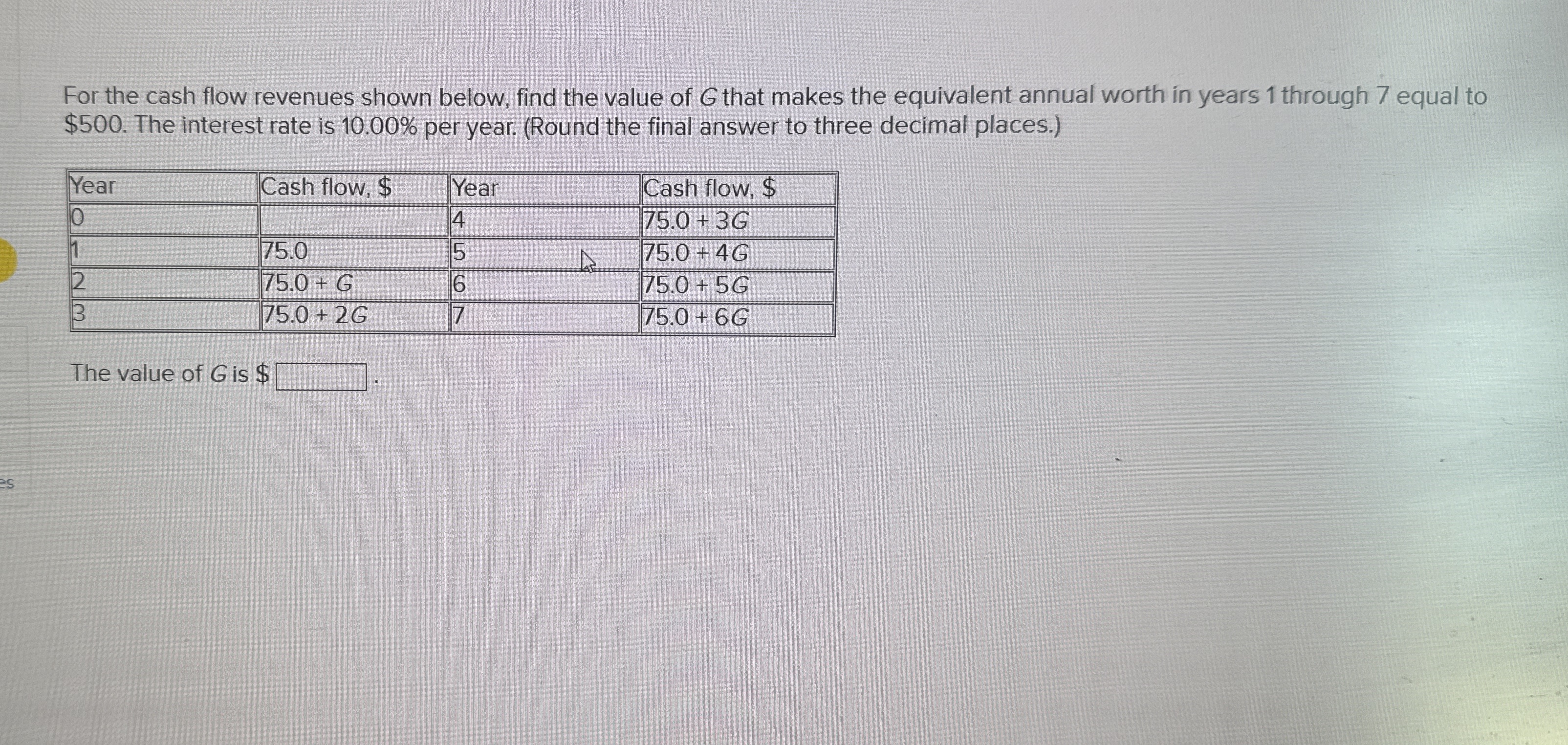 Solved For the cash flow revenues shown below, find the | Chegg.com