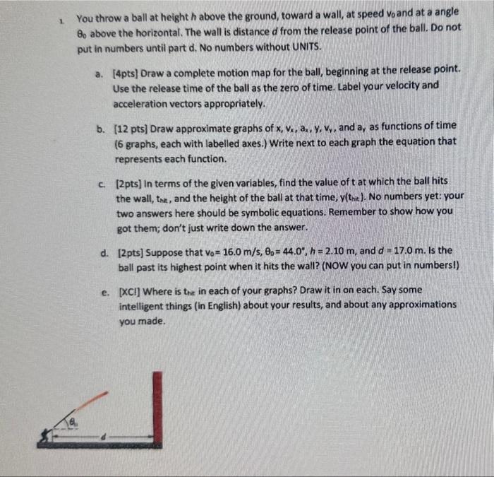 Solved You throw a ball at height h above the ground, toward | Chegg.com