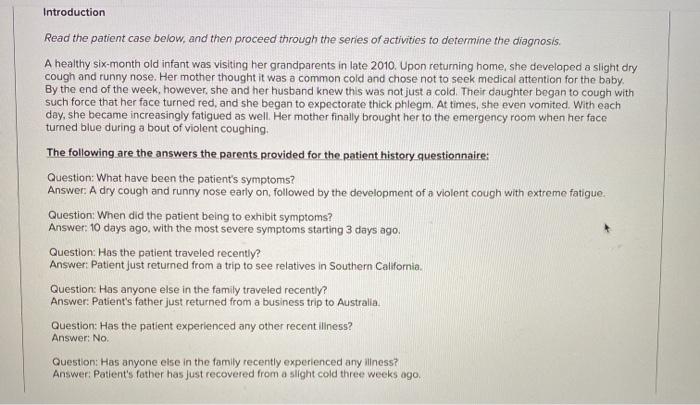 Solved Introduction Read the patient case below, and then | Chegg.com