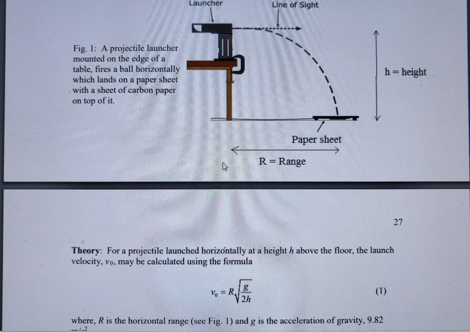 Solved Launcher Line of Sight Fig. 1: A projectile launcher | Chegg.com