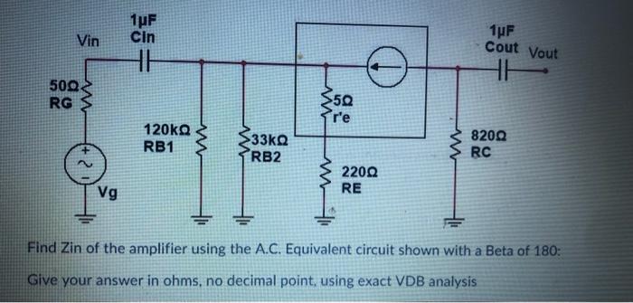 Solved 1 F Vin 1 F Cin He Cout Vout He O 500 Rg 3 350 Re Chegg Com