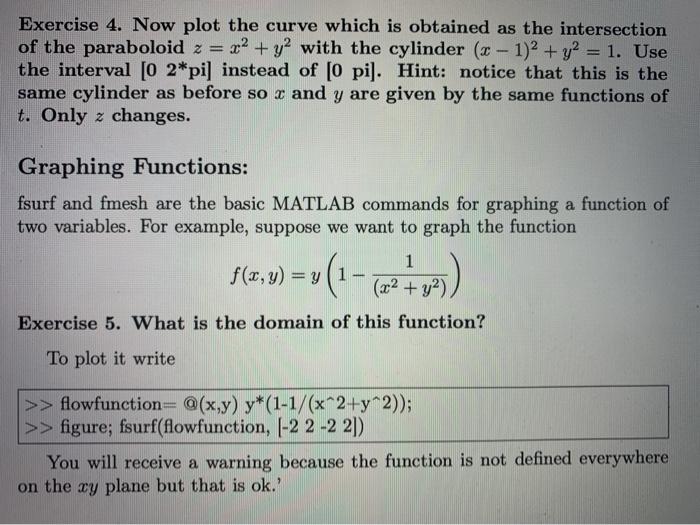 Solved Exercise 4 Now Plot The Curve Which Is Obtained As Chegg Com