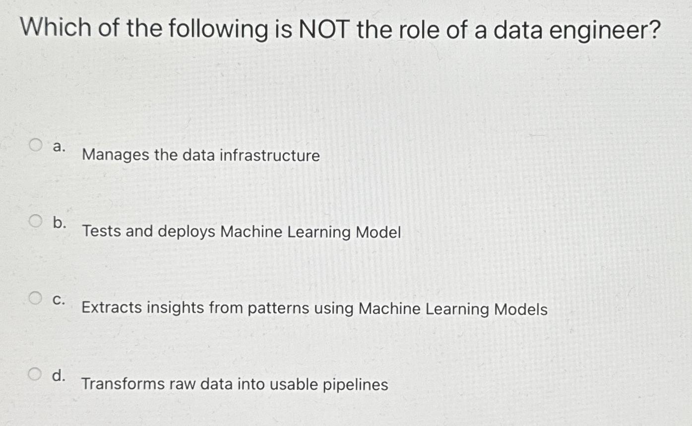 Solved Which of the following is NOT the role of a data | Chegg.com
