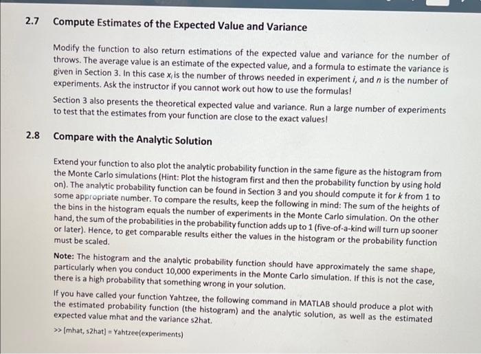 Solved 2.7 Compute Estimates of the Expected Value and | Chegg.com
