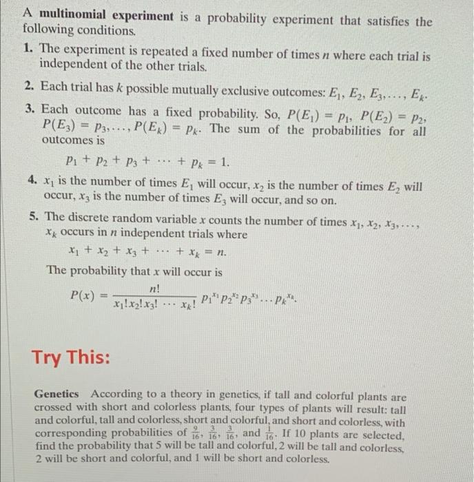 multinomial experiment is