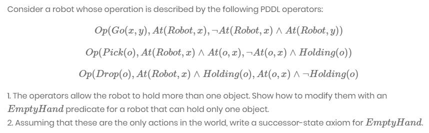 Solved Consider a robot whose operation is described by the | Chegg.com