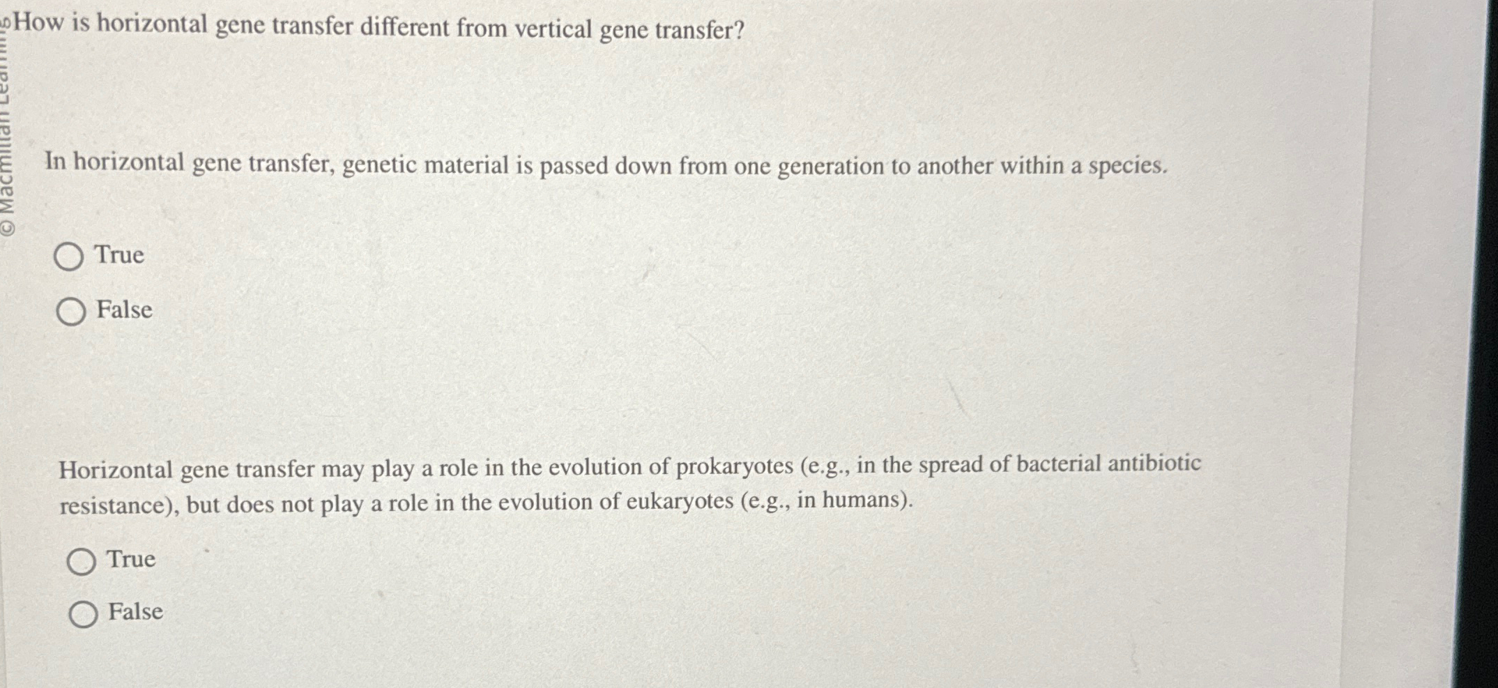 Solved How is horizontal gene transfer different from