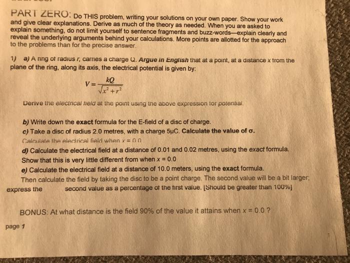 Solved PART ZERO: DO THIS problem, writing your solutions on | Chegg.com