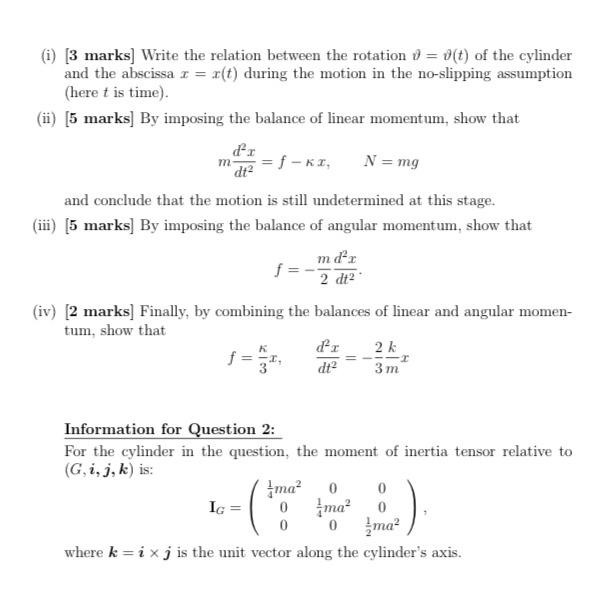 Solved 1. In 2d The System Below, A Mass M Initially Located 