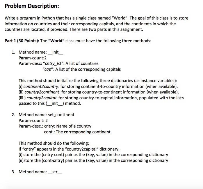 Solved Problem Description: Write a program in Python that | Chegg.com