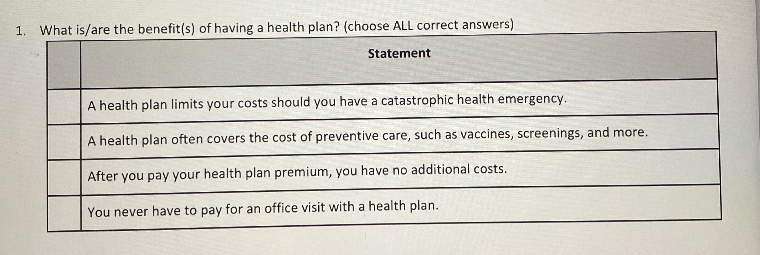 What is/are the benefit(s) ﻿of having a health plan?