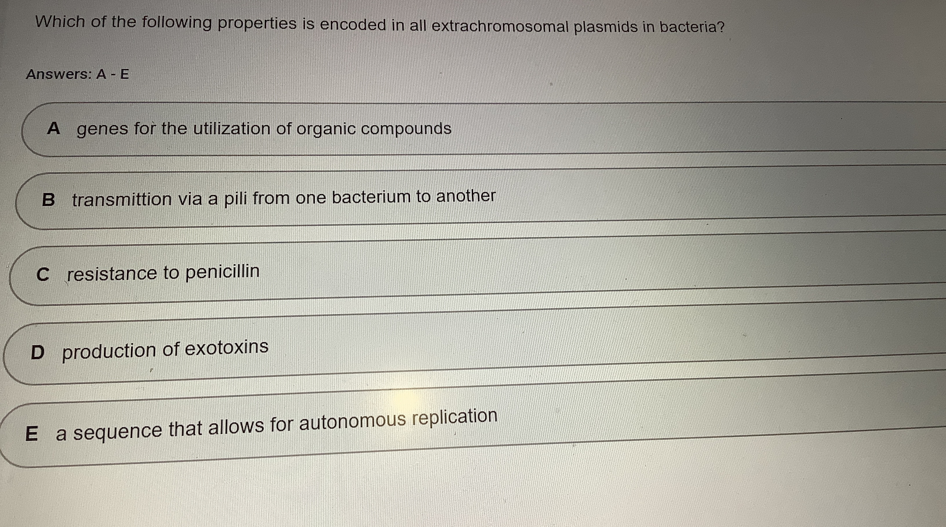 Solved Which of the following properties is encoded in all | Chegg.com