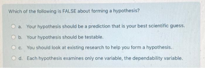 a strong hypothesis should fulfill the conditions except mcq