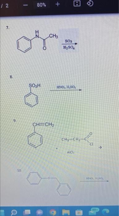 Solved 12 80% + 7. Ch3 Sos H,so 8. So3h Mnoho 9. Ch=ch2 