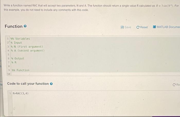 Solved Write a function named RAC that will accept two | Chegg.com