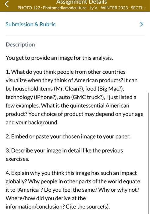 You get to provide an image for this analysis. 1. | Chegg.com