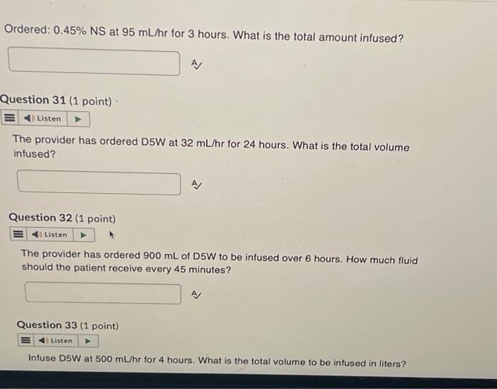 Solved Ordered: 0.45%NS at 95 mL/hr for 3 hours. What is the | Chegg.com