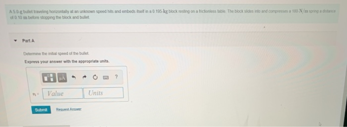 Solved A50 g bullet traveling horizontally at an unknown | Chegg.com