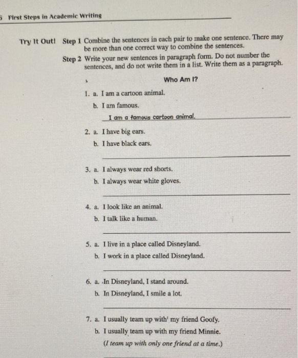 ep 1 Combine the sentences in each pair to make one 