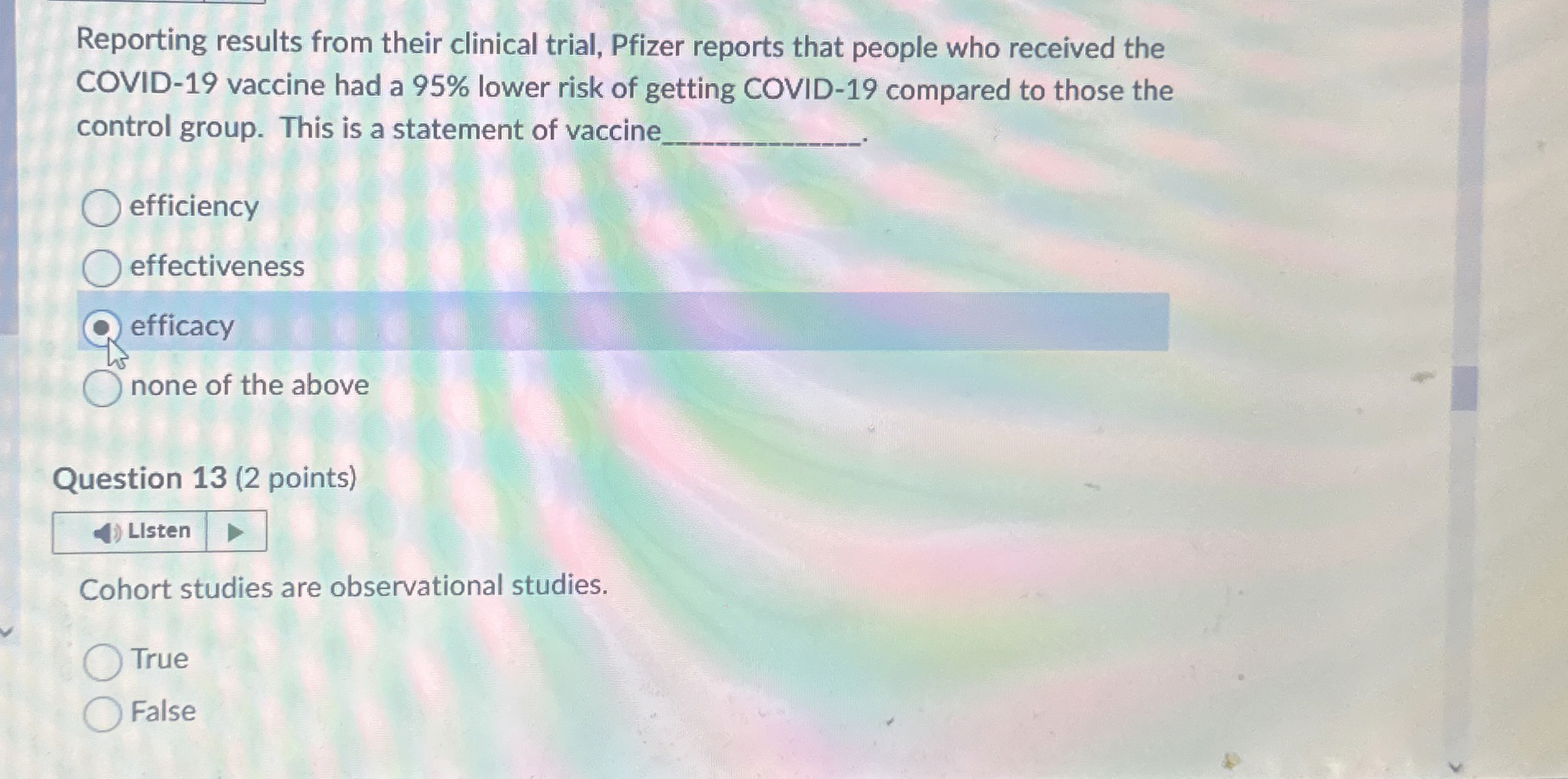 Solved Reporting results from their clinical trial, Pfizer | Chegg.com