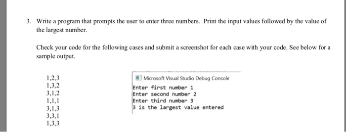 Solved 3. Write a program that prompts the user to enter | Chegg.com