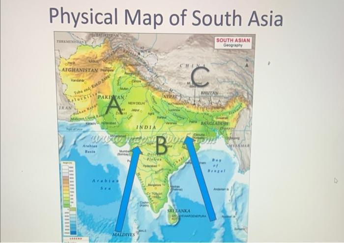 Physical Map of South Asia