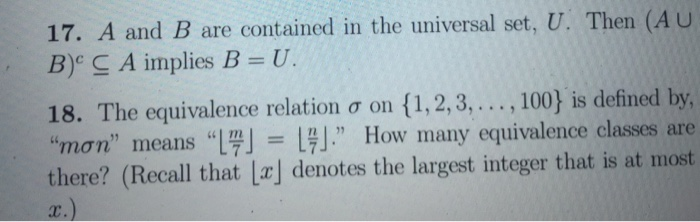 Solved Suppose A 1 2 3 And B 3 4 5 6 7 10 B Chegg Com