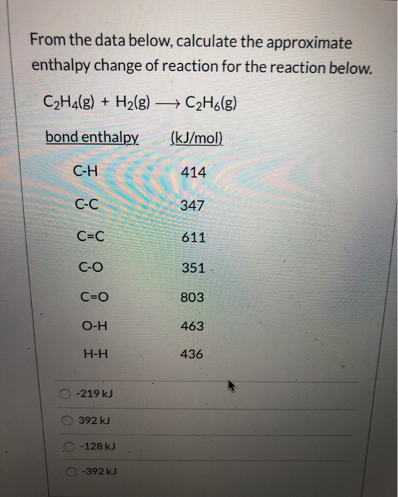 Solved From the data below calculate the approximate Chegg