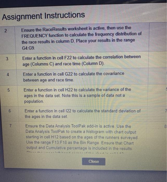 Solved Assignment Instructions 2 Ensure the RaceResults | Chegg.com
